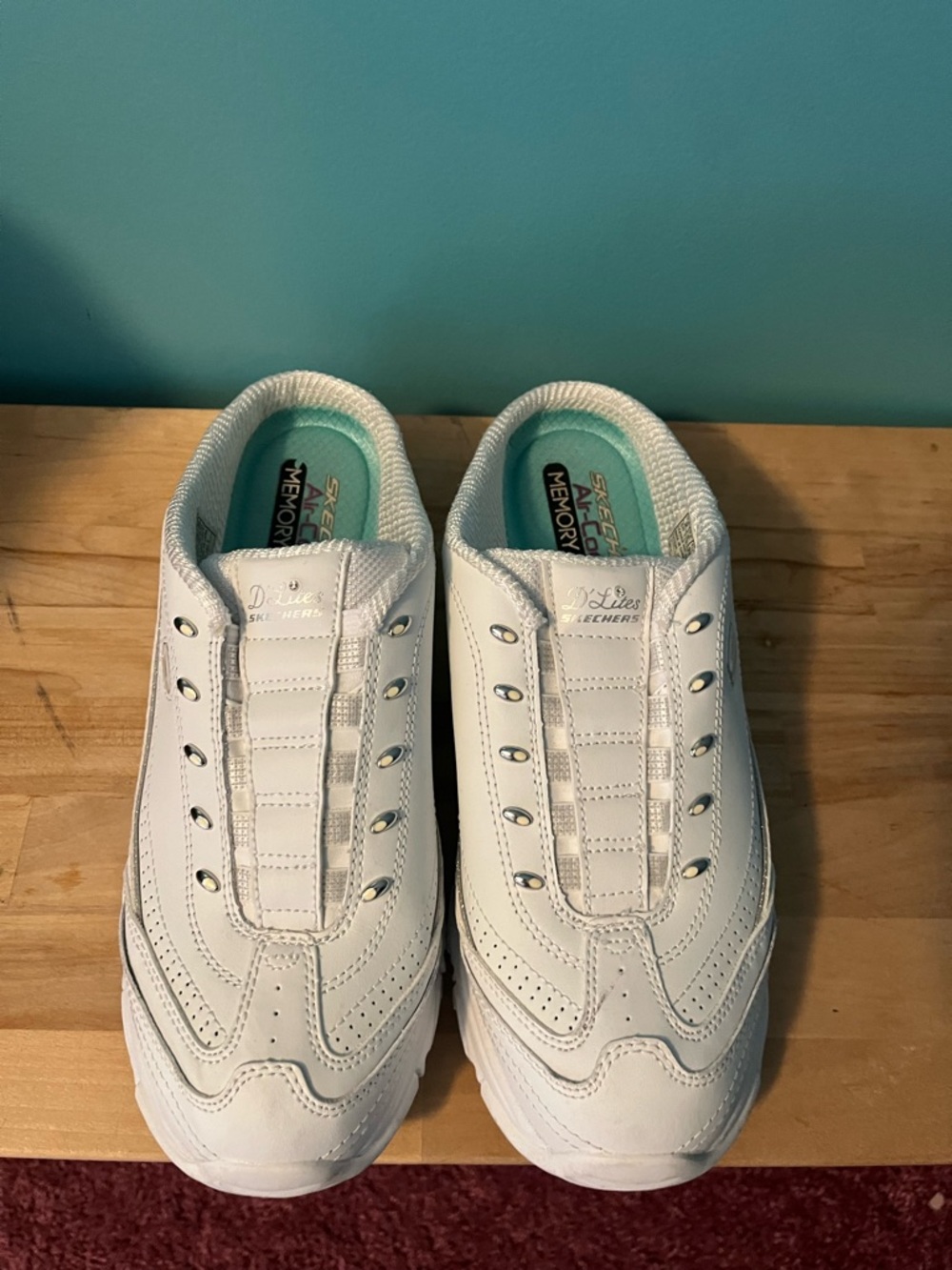 Skechers White Slip-On Memory Foam Sneakers